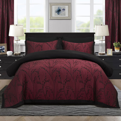 Homechoice International Group 7 Pieces Jacquard Patchwork Comforter Set With Matching Curtains,Bed In A Bag