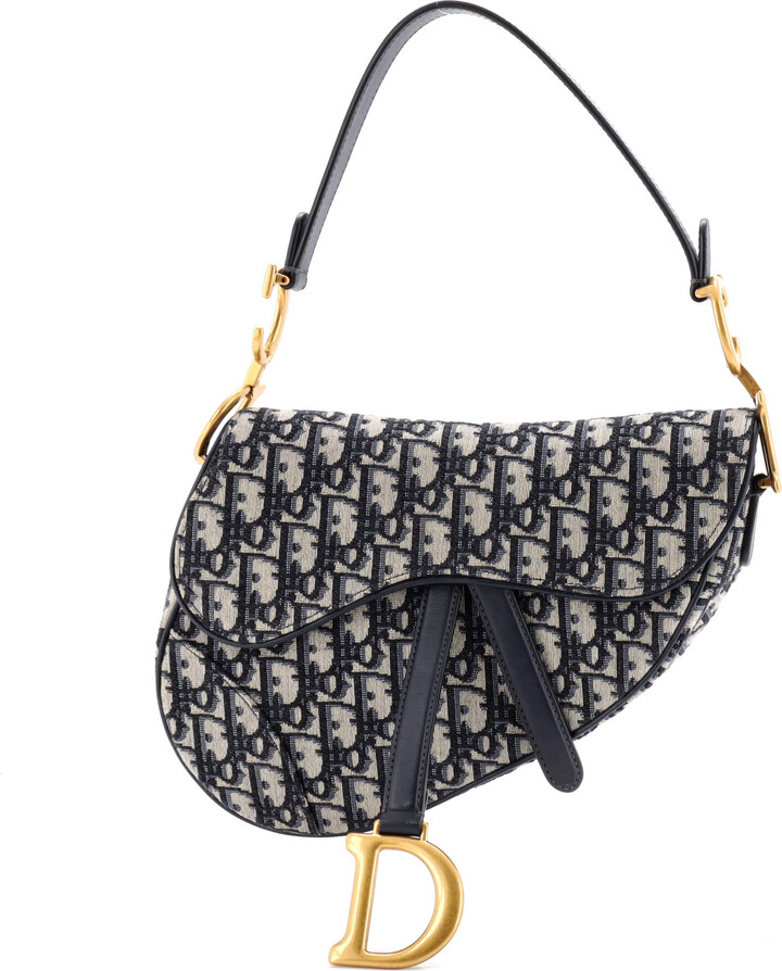 Christian Dior Saddle Handbag Oblique Canvas Medium