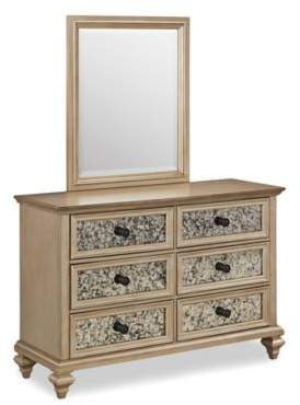 Home Styles Visions 6-Drawer Dresser and Mirror in Silver