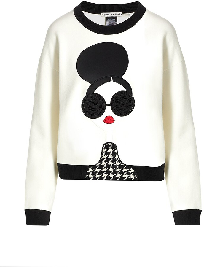 Alice + Olivia Gleeson Appliqué Boxy Sweater - ShopStyle