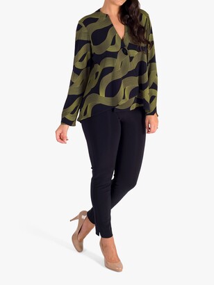 Chesca Abstract Wave Print Asymmetric Jersey Jacket, Navy/Lime
