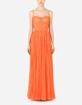 Thumbnail for your product : Dolce & Gabbana Long Sleeveless Chiffon Dress With Sunray Pleats