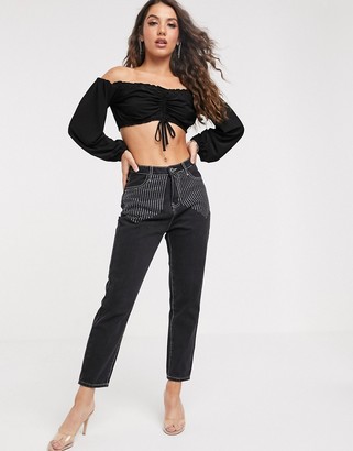 Liquor N Poker mom jeans with diamante fringing co-ord