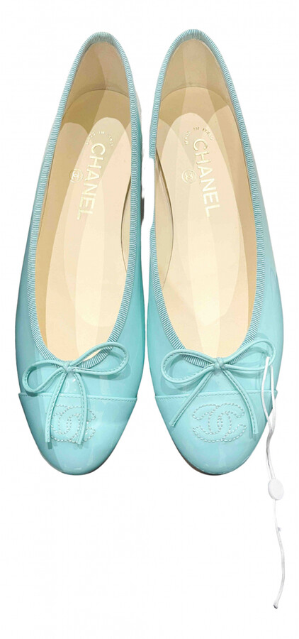 Chanel turquoise Patent leather Ballet Flats
