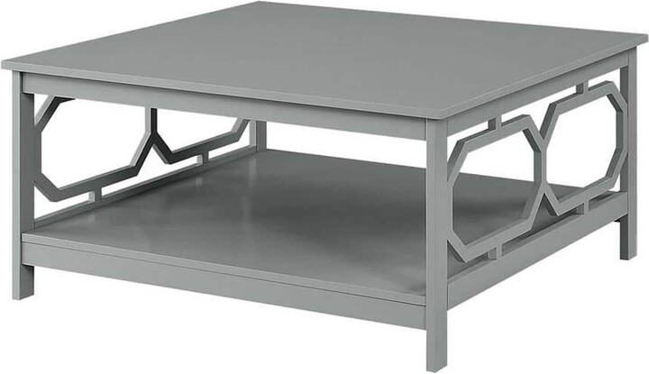 Omega 36 in. Gray Medium Square Wood Coffee Table with Shelf