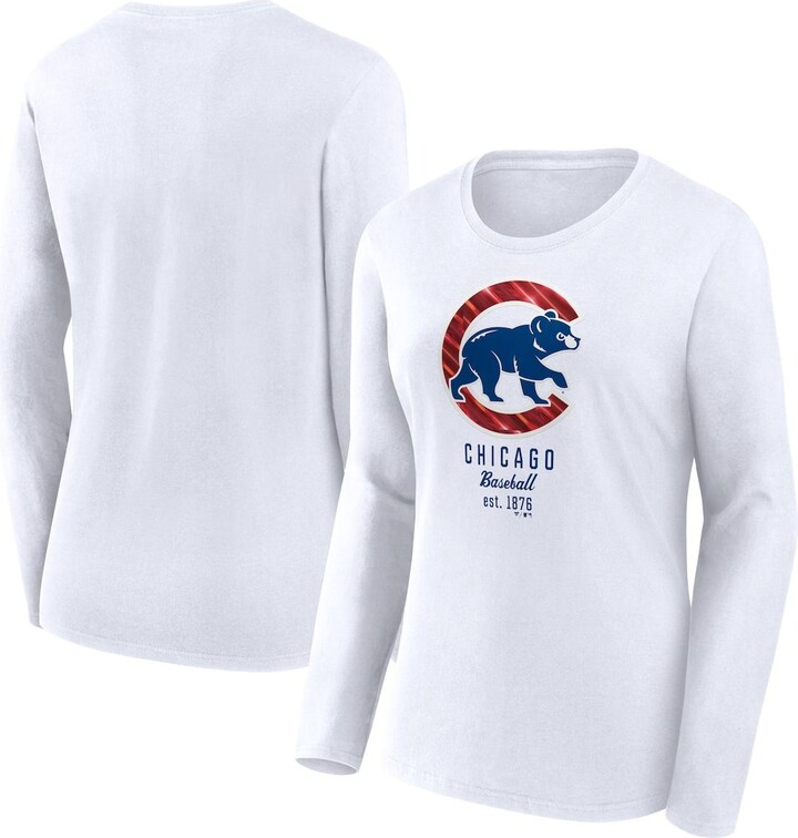 Chicago Cubs New Era Women's Boxy Pinstripe T-Shirt - White