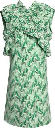 Marni Crossover Ruffle-trimmed Printed Cotton-poplin Dress