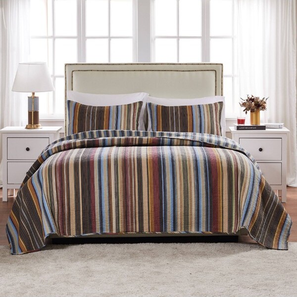 Greenland Home Fashions GreenlandHomeFashions2pcTwinDurangoQuiltSetEarth:CottonMicrofiberBedspread,IncludesSham
