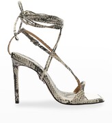 Schutz Vikki Snake Print Leather Ankle Wrap Square Toe Dress Sandals | Dillard's