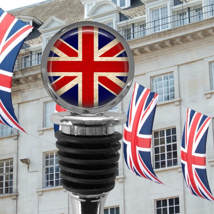 Union Jack Bottle Stopper British Flag Wine Cork, Patriotic Gift