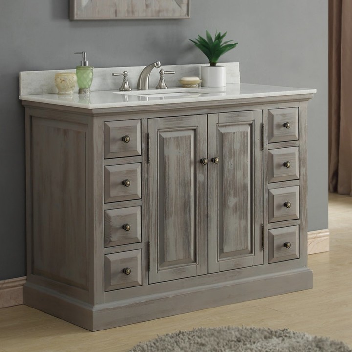 InFurniture Rustic Style 48inch Single Sink Bathroom Vanity with