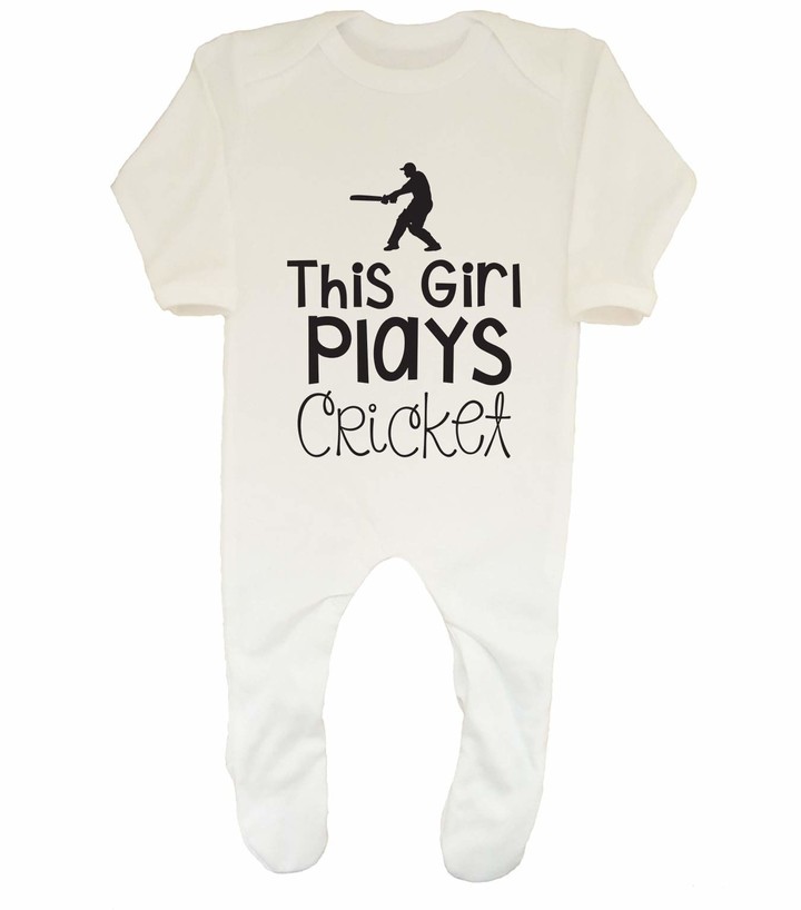 Shopagift This Girl Plays Cricket Baby Sleepsuit Romper