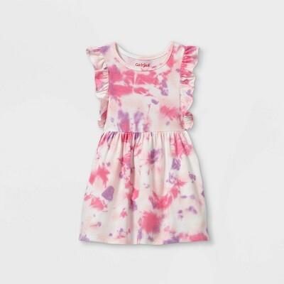 Toddler Girls' Tie-Dye Ruffle Short Sleeve Dress - Cat & JackTM Pink/Purple