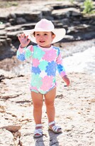 Thumbnail for your product : RuffleButts Pastels One-Piece Rashguard Swimsuit & Floppy Hat Set