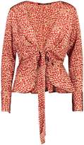Thumbnail for your product : boohoo Leopard Satin Drape Tie Front Top