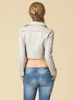 Thumbnail for your product : Choies Gray Leather Short Biker Jacket