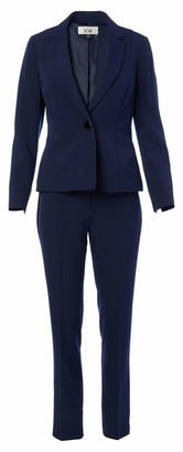 Le Suit Women's 1 Button Notch Collar Seamed Stretch Crepe Slim Pant Suit