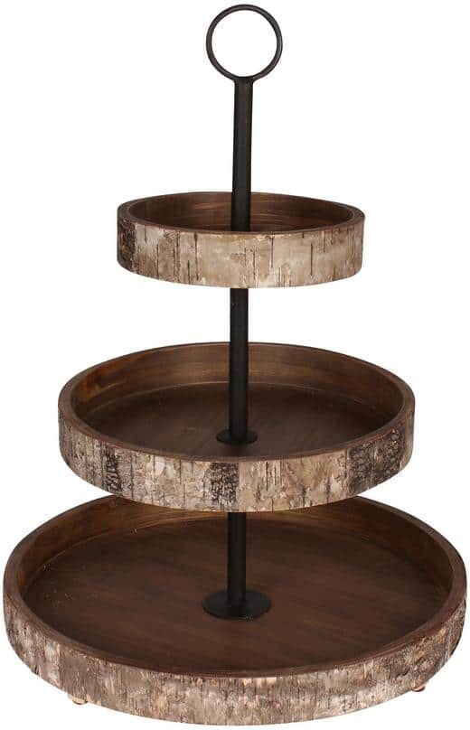 White Rustic Brown/Black Decorative Tray