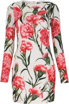 Thumbnail for your product : Dolce & Gabbana Carnation-Printed Long-Sleeved Mini Dress