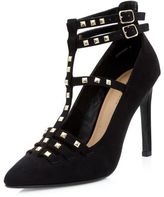 Thumbnail for your product : New Look Black Studded Double T-Bar Strap Pointed Heels