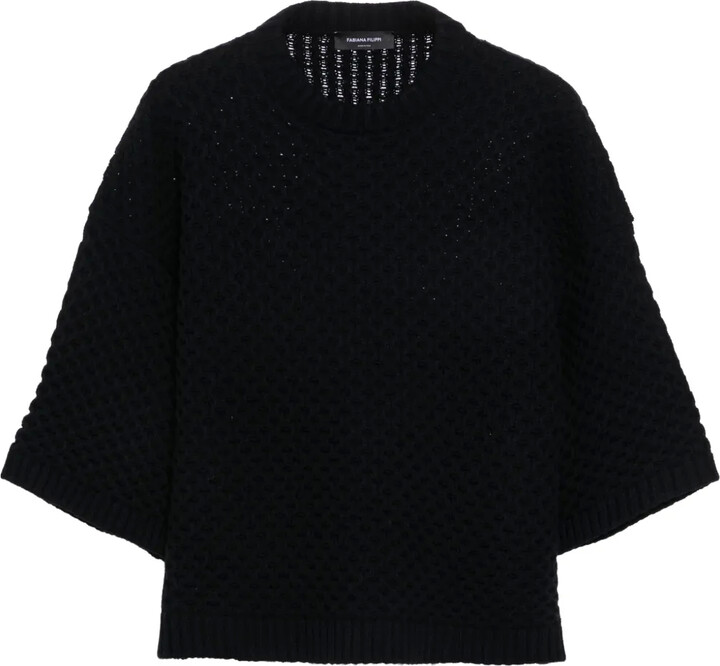 Fabiana Filippi grid-stitch knit T-shirt