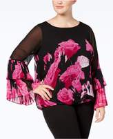Thumbnail for your product : Alfani Plus Size Illusion Bubble-Hem Top, Created for Macy's