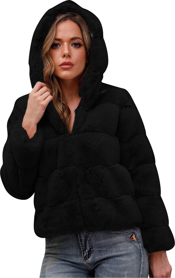 cropped coat with fur hood