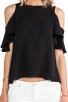 Thumbnail for your product : Halston Flutter Sleeve Cold Shoulder Top