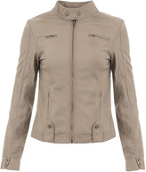 Thumbnail for your product : Missy Empire Olivia Beige Zip Up Biker Jacket