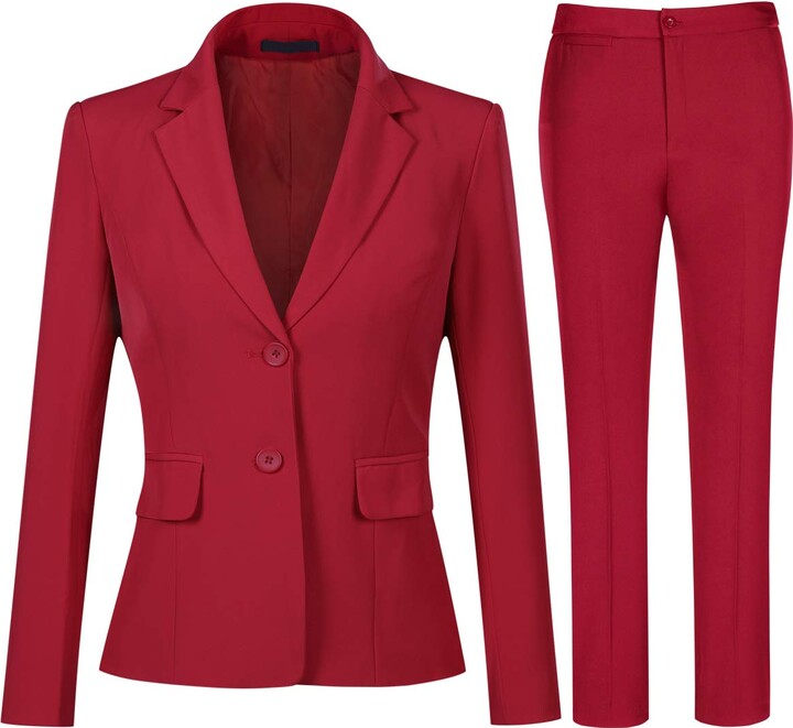 red suit trousers womens