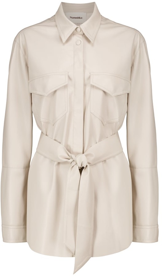 Nanushka Artha belted faux leather jacket - ShopStyle