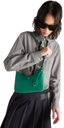 Prada Women Nylon and Saffiano Leather Mini Bag-Green