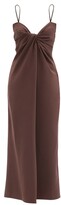 Thumbnail for your product : Valentino Twisted Silk-blend Crepe Midi Dress - Brown