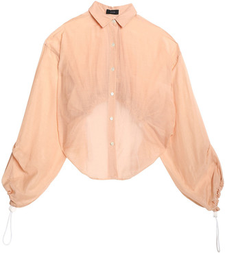 Joseph Cropped Gathered Cotton And Silk-blend Blouse