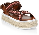 Thumbnail for your product : Prada Embroidered Raffia Flatform Sport Sandals