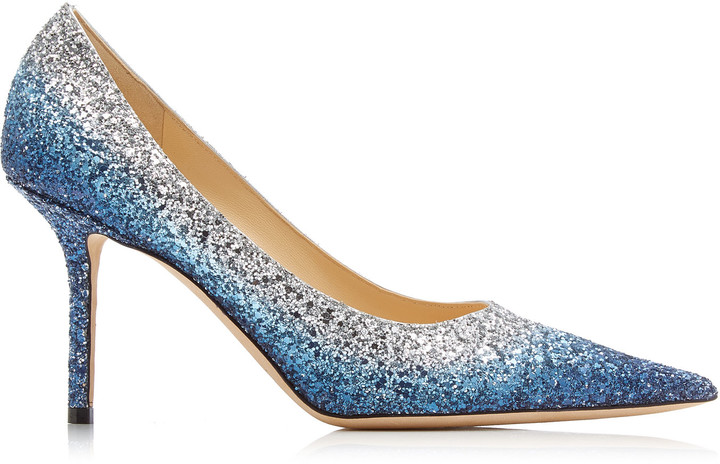 blue glitter high heels
