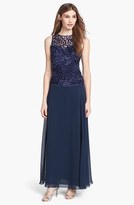 Thumbnail for your product : J Kara Embellished Chiffon Mock Two Piece Gown
