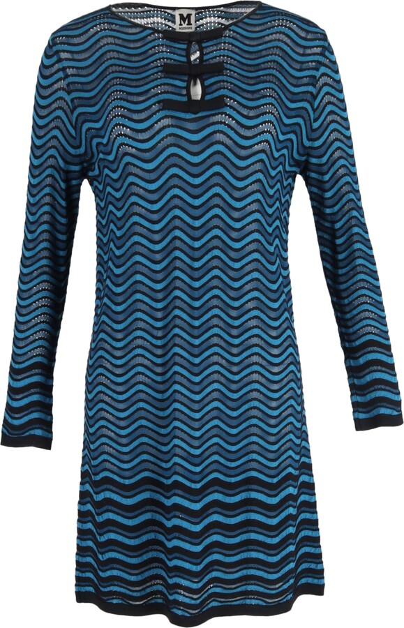 Missoni M Wave Knitted Bow Detail Mini Dress in Multicolor Viscose