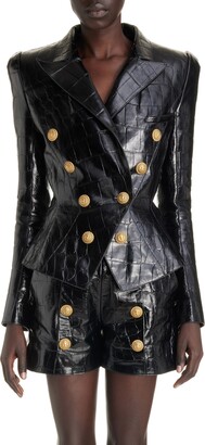 Balmain Star & Chain Embellished Leather Jacket
