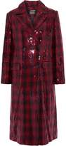 Thumbnail for your product : Badgley Mischka Double-breasted Sequined Checked Felt Coat