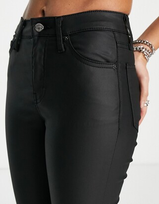 Topshop Petite Jamie jeans in coated black