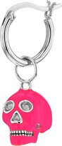 Thumbnail for your product : True Rocks Men's Pink / Purple Sterling Silver & Neon Pink Mini Skull Charm On Silver Hoop