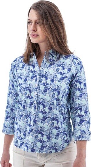 Aventura Clothing AventuraClothingWomen'sDevonFloralPrintTop-Blue,SizeXLarge