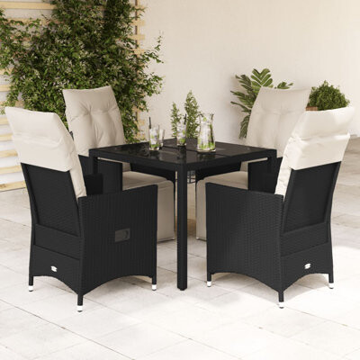 Red Barrel Studio Garden Dining Set Black And Cream White