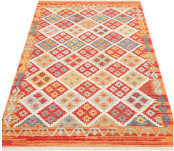 Conceptum Hypnose Premium Flatweave Carpet Tile Red 31.5 x 59.1 inches | 100% Cotton 1.0 lbs/sq ft No Pile Design | Machine Washable at 86°F Easy to Clean with Vac