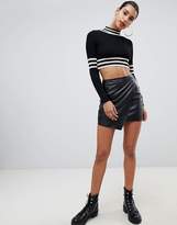 Thumbnail for your product : PrettyLittleThing Faux Leather Wrap Mini Skirt