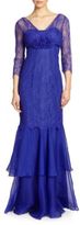 Thumbnail for your product : Teri Jon by Rickie Freeman Lace V-Neck Gown