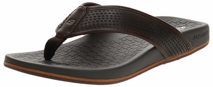 skechers men's jayline flip flop brown