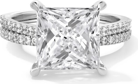 Zales 5-5/8 CT. T.w. Princess-Cut Certified Lab-Grown Diamond Bridal Set in 14K White Gold (F/Vs2)
