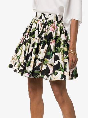 Dolce & Gabbana Lilium Print Poplin Mini Skirt